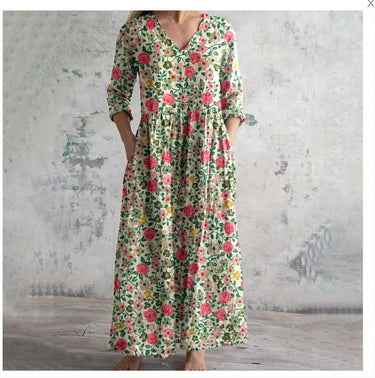 Chic V-Neck Long Sleeve Dress – Unique Spliced Print for Effortless Style 10
