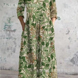 Chic V-Neck Long Sleeve Dress – Unique Spliced Print for Effortless Style 6