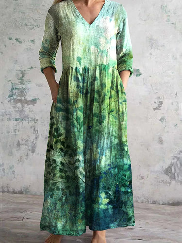 Chic V-Neck Long Sleeve Dress – Unique Spliced Print for Effortless Style 8