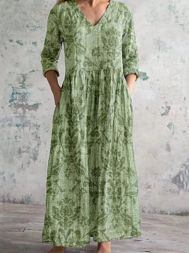 Chic V-Neck Long Sleeve Dress – Unique Spliced Print for Effortless Style 9