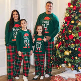 Christmas Family Matching Pajamas Set Letter Print T-Shirt + Vintage Plaid Pants Suit for Mother Father Baby Boys Girls Pajama 1