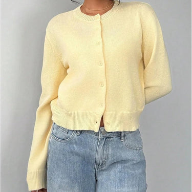 Classic Women Chic Open Front Cardigan Basic Streetwear Button Long Sleeve Soild Color Elegant Sweater 2025 Collection 0