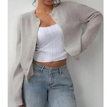 Classic Women Chic Open Front Cardigan Basic Streetwear Button Long Sleeve Soild Color Elegant Sweater 2025 Collection 1