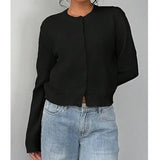 Classic Women Chic Open Front Cardigan Basic Streetwear Button Long Sleeve Soild Color Elegant Sweater 2025 Collection 2