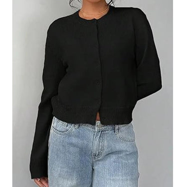 Classic Women Chic Open Front Cardigan Basic Streetwear Button Long Sleeve Soild Color Elegant Sweater 2025 Collection 2