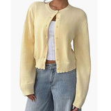 Classic Women Chic Open Front Cardigan Basic Streetwear Button Long Sleeve Soild Color Elegant Sweater 2025 Collection 6