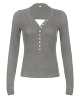 Cotteage Y2K Grunge Knitwear T-shirt Jumpers Vintage Brown Knitted Sweater Tees Women Lace Trim V-neck Full Sleeve Pullovers Top 6