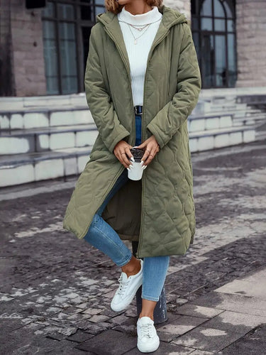 Cotton quilted coat with hood and long sleeves 2