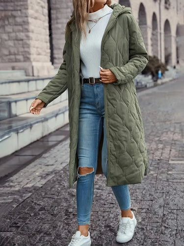 Cotton quilted coat with hood and long sleeves 3
