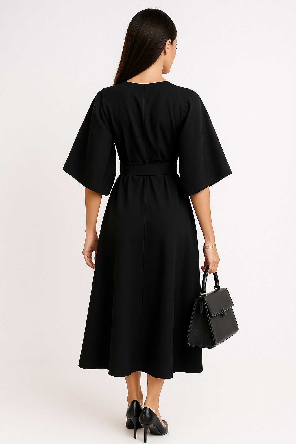 Crew Neck Midi Office Dress 2