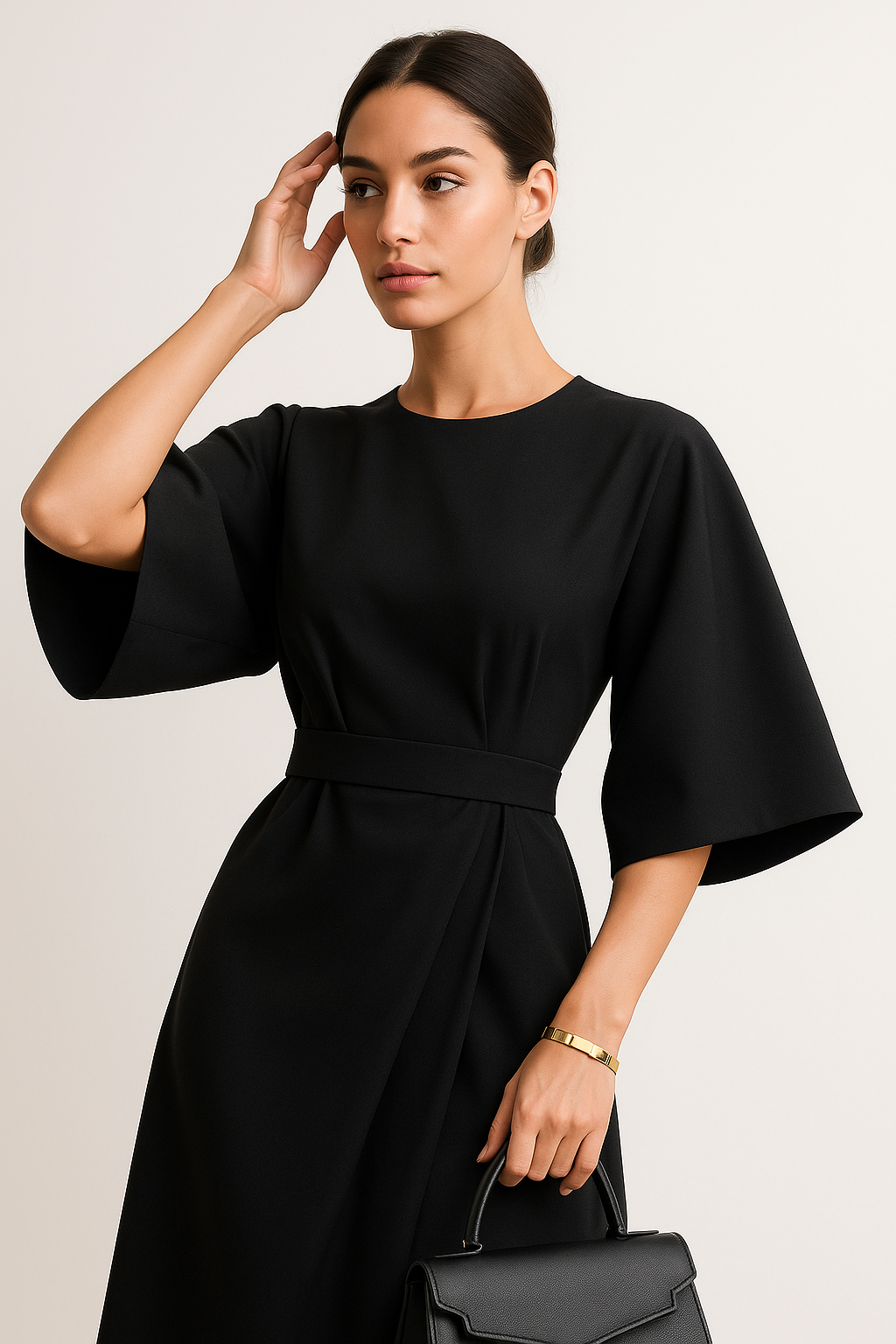 Crew Neck Midi Office Dress 3