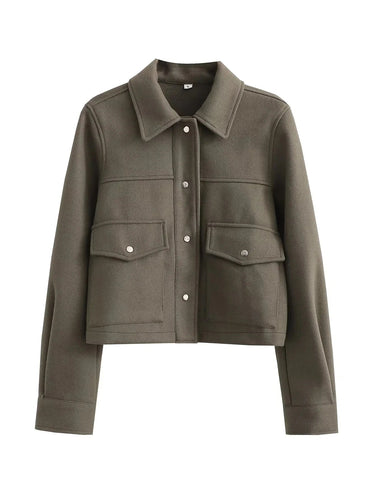 Cropped Button-Front Jacket 7