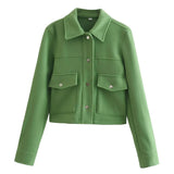 Cropped Button-Front Jacket 8