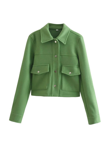 Cropped Button-Front Jacket 8