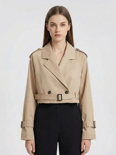 Cropped Trench-Style Jacket 1