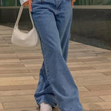 Dark Blue 90s Loose Baggy Boyfriend Jeans with Low Waist 0