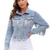 Denim Jacket with Fringe Detail 0