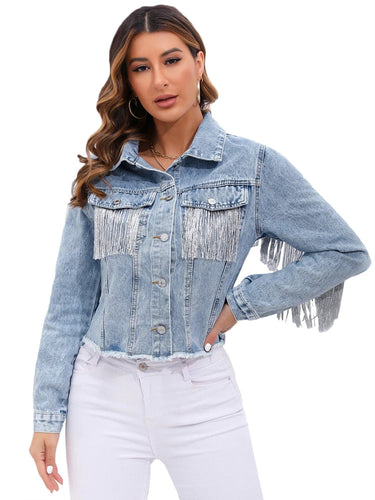 Denim Jacket with Fringe Detail 0