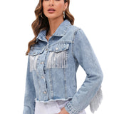 Denim Jacket with Fringe Detail 5