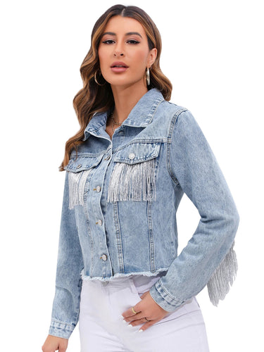 Denim Jacket with Fringe Detail 5