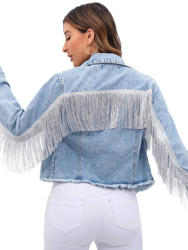Denim Jacket with Fringe Detail 6