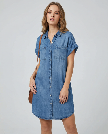 Denim Shirt Dress – Relaxed Fit with Functional Pockets for Effortless Summer Style 2