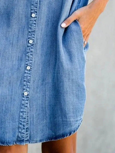 Denim Shirt Dress – Relaxed Fit with Functional Pockets for Effortless Summer Style 8