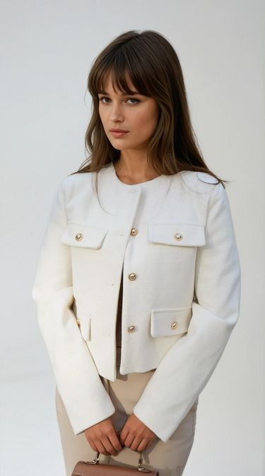 Women's Grace Pearl Button Cropped Jacket