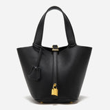 Elaris | Luxe Taupe Leather Bucket Bag – Timeless & Elegant 0