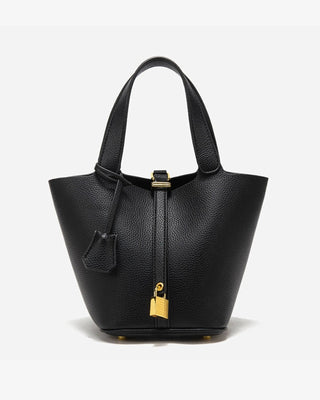 Elaris | Luxe Taupe Leather Bucket Bag – Timeless & Elegant 0