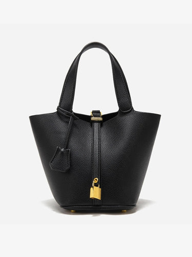 Elaris | Luxe Taupe Leather Bucket Bag – Timeless & Elegant 0