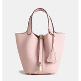 Elaris | Luxe Taupe Leather Bucket Bag – Timeless & Elegant 11