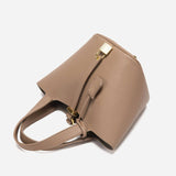 Elaris | Luxe Taupe Leather Bucket Bag – Timeless & Elegant 4