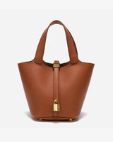 Elaris | Luxe Taupe Leather Bucket Bag – Timeless & Elegant 9