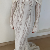 Elegant Off-Shoulder Lace Maxi Dress with Fluted Cuffs – Women's Formal Dress for Special Occasions 3