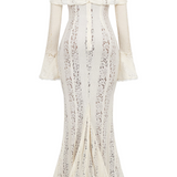 Elegant Off-Shoulder Lace Maxi Dress with Fluted Cuffs – Women's Formal Dress for Special Occasions 4