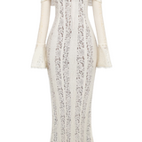 Elegant Off-Shoulder Lace Maxi Dress with Fluted Cuffs – Women's Formal Dress for Special Occasions 5