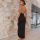 Elegant mint green midi dress – halter neck & wrap style for summer events 7