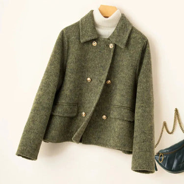 Elegant wool coat with doll collar and gold buttons 3
