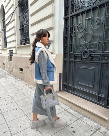 Hadley | Women’s Denim & Shearling Jacket | Sleeveless Vintage Charm 3