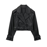 Ritz | Women’s Cropped Trench Jacket | Faux Leather Chic 2