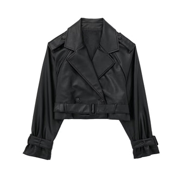 Ritz | Women’s Cropped Trench Jacket | Faux Leather Chic 2