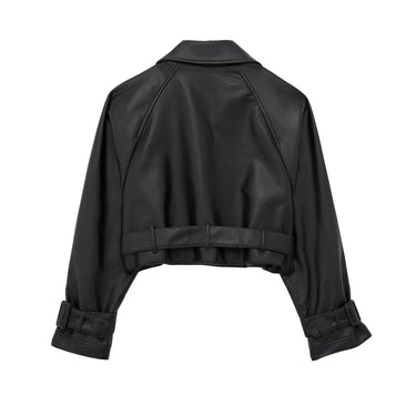 Ritz | Women’s Cropped Trench Jacket | Faux Leather Chic 3