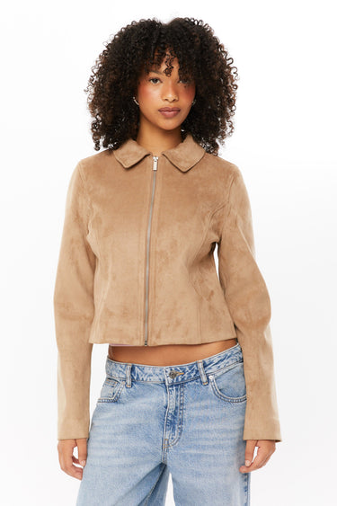 Tula | Women’s Faux Suede Jacket | Cropped & Chic 1