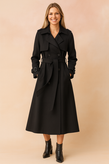 Emilia Long Trench Coat – Stylish Belted Design for Transitional Seasons 0