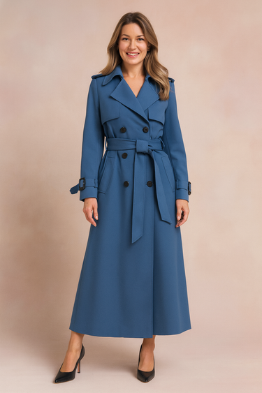 Emilia Long Trench Coat – Stylish Belted Design for Transitional Seasons 1