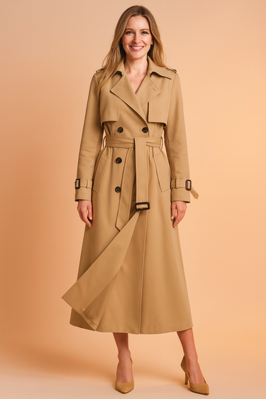 Emilia Long Trench Coat – Stylish Belted Design for Transitional Seasons 4