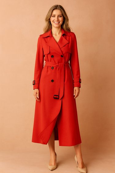 Emilia Long Trench Coat – Stylish Belted Design for Transitional Seasons 5