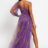 Evening Asymmetric sleeve Maxi Gown 1