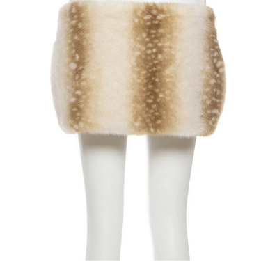 FAGADOER Winter New Fashion Two Piece Outfits Woman Sleeveless Backless Single-breasted Crop Top + Fur Shorts Female Streetwear 4